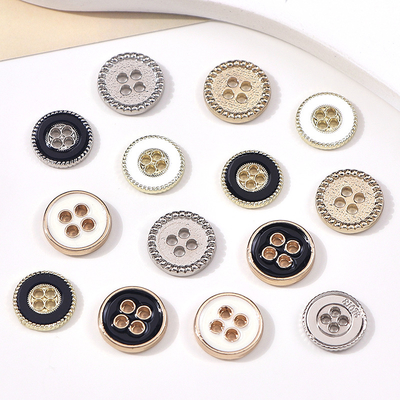 Customized Round 4 Hole Metal Alloy Button Fashion Trends Flat Sew Button For Garment Clothes