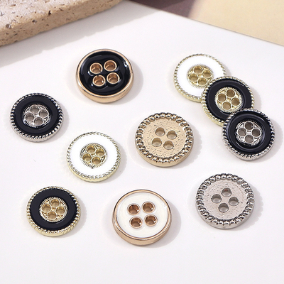 Customized Round 4 Hole Metal Alloy Button Fashion Trends Flat Sew Button For Garment Clothes