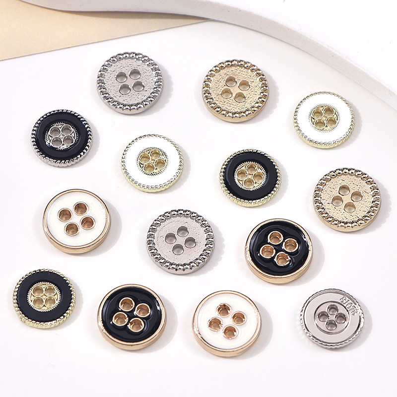 Customized Round 4 Hole Metal Alloy Button Fashion Trends Flat Sew Button For Garment Clothes